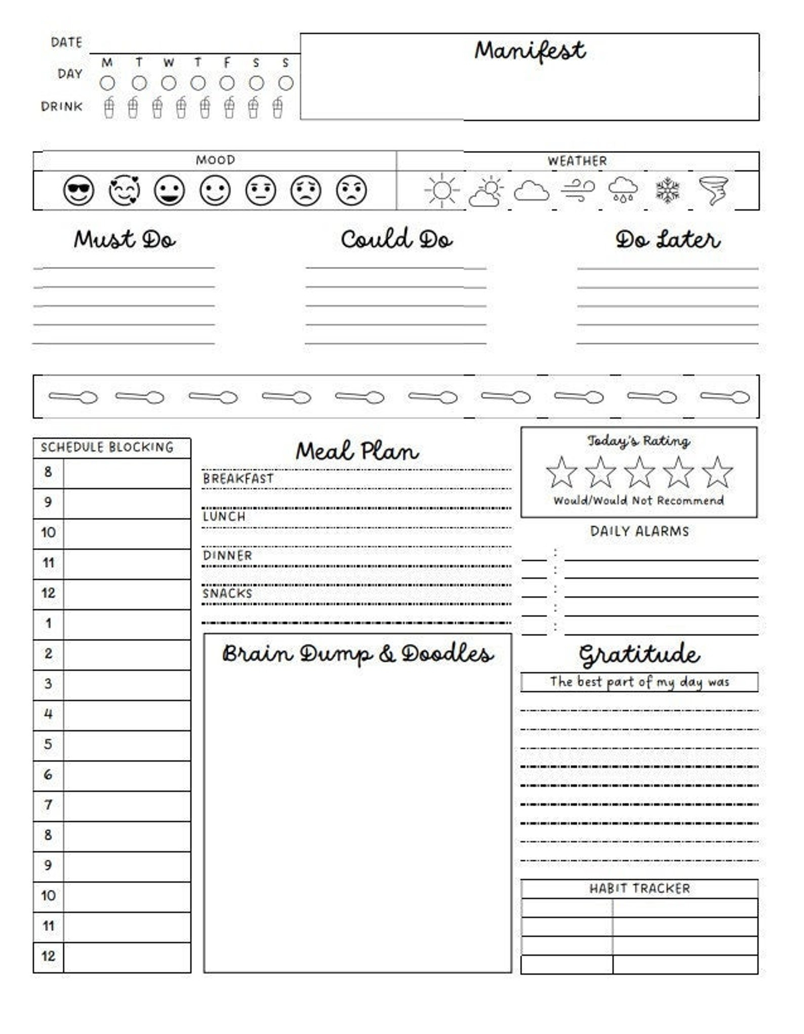 Adhd Daily Planner Printable Adhd Schedule Template Printable Templates