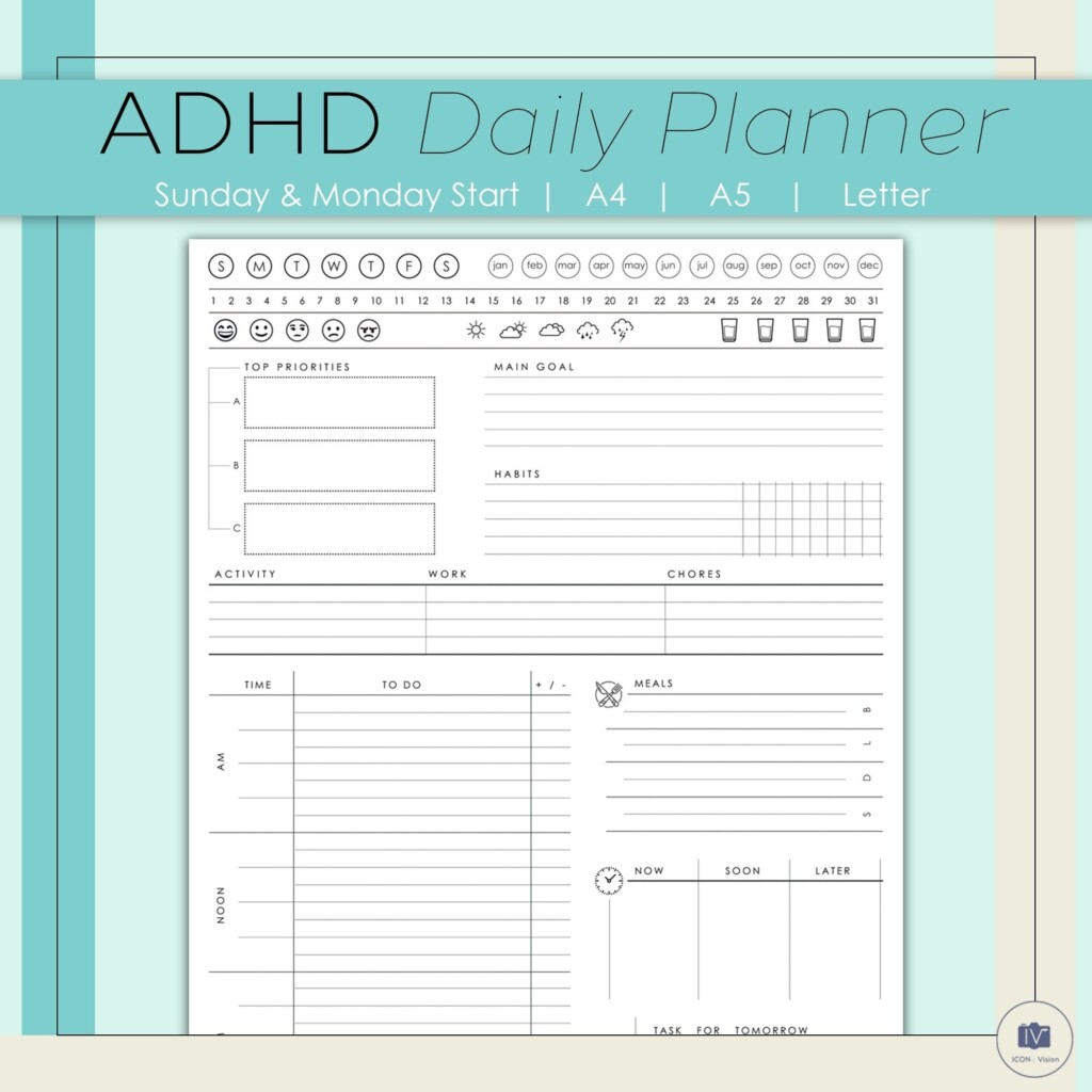 Adhd Daily Planner Printable Adhd Schedule Template Vrogue co