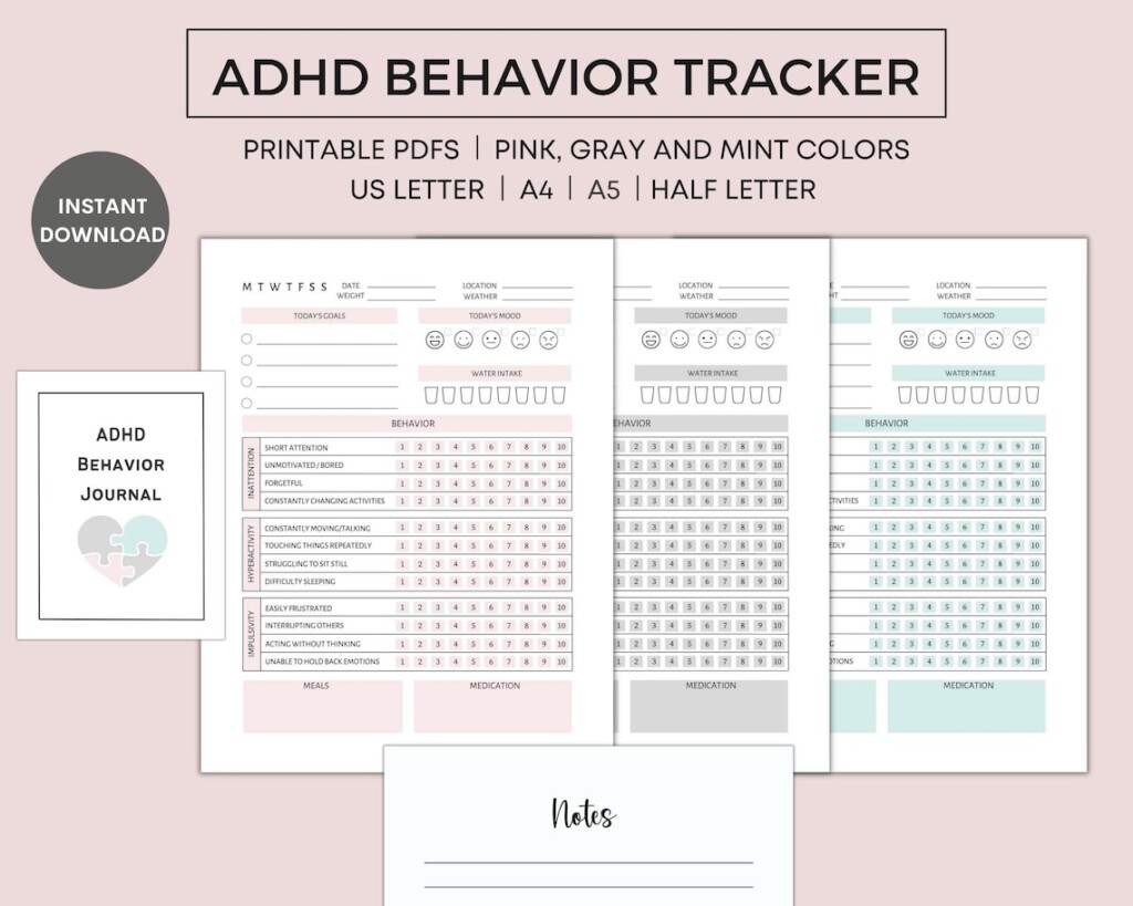 ADHD Daily Planner Printable ADHD Tracker Behavior Tracker ADHD 