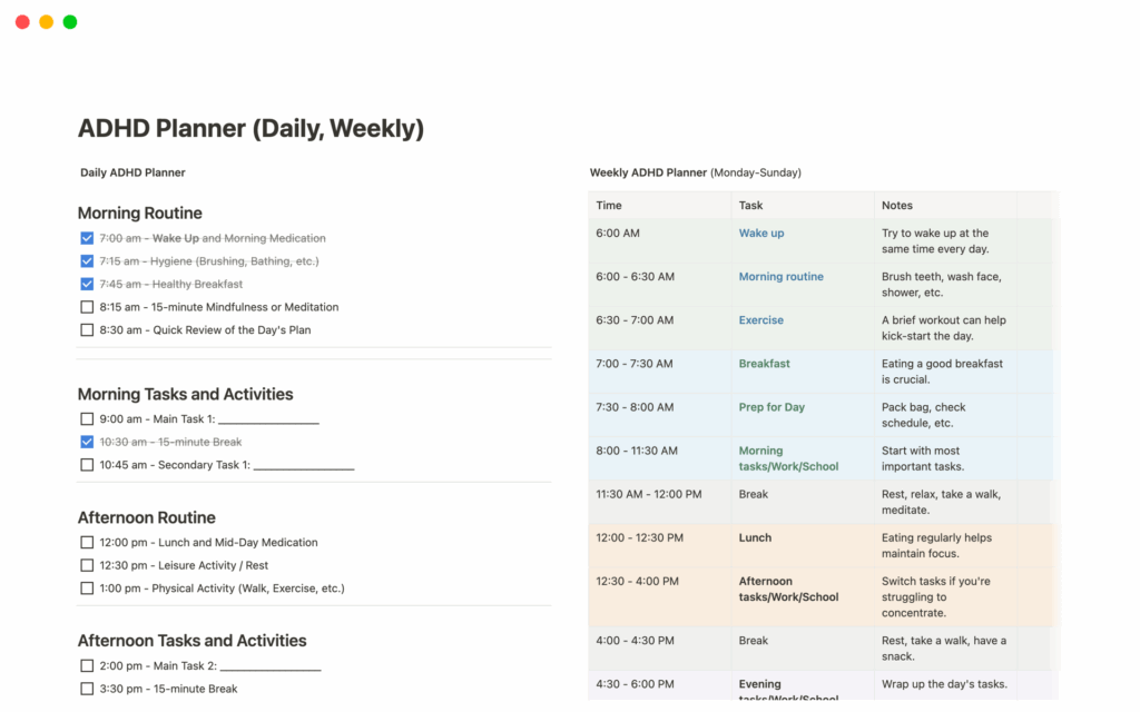 Adhd Daily Planner Template Hot Sex Picture