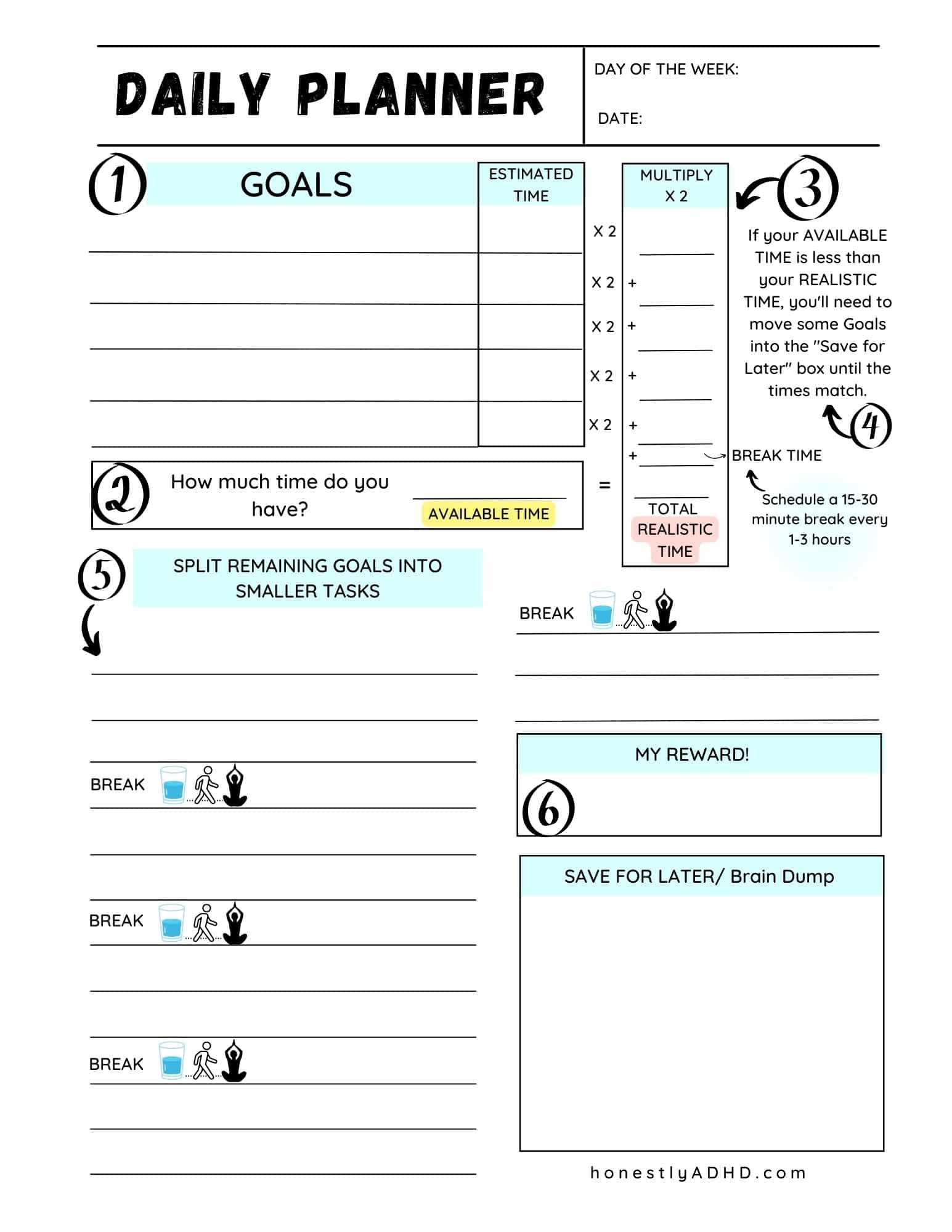 Adhd Planner Adhd Planner Printable Adhd Daily Planne Vrogue co