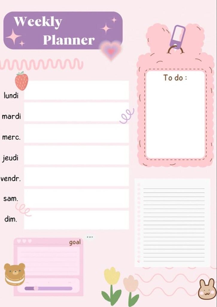 Aesthetic Kawaii Pink Cutecore Softcore Organization Planner 
