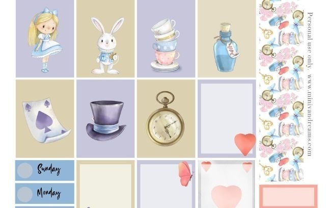 Alice In Wonderland Free Printable Planner Stickers City Girl Farm Life