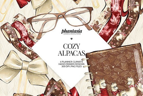 Alpaca Planner Cliparts By Phantasia Design