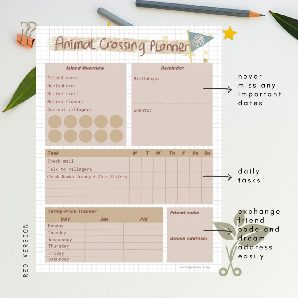 Animal Crossing Planner Printable Weekly Letter PDF Etsy