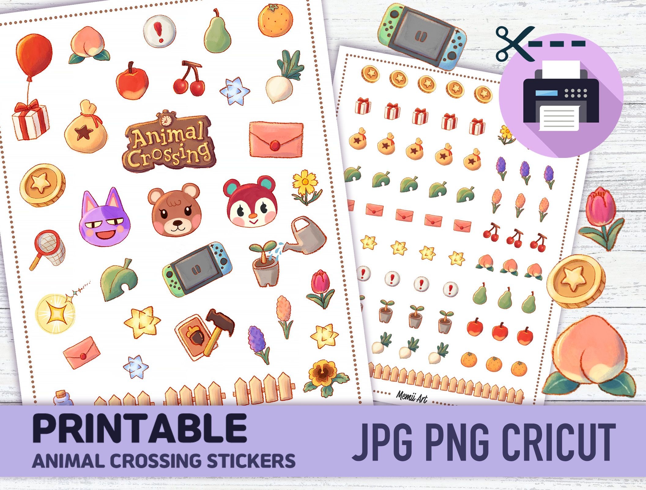 Animal Crossing Stickers Digital Printable Sticker Printable Journal