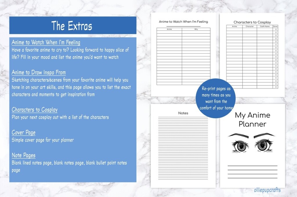 Anime Planner Printable Anime Organizer Anime Episode Tracker Anime 