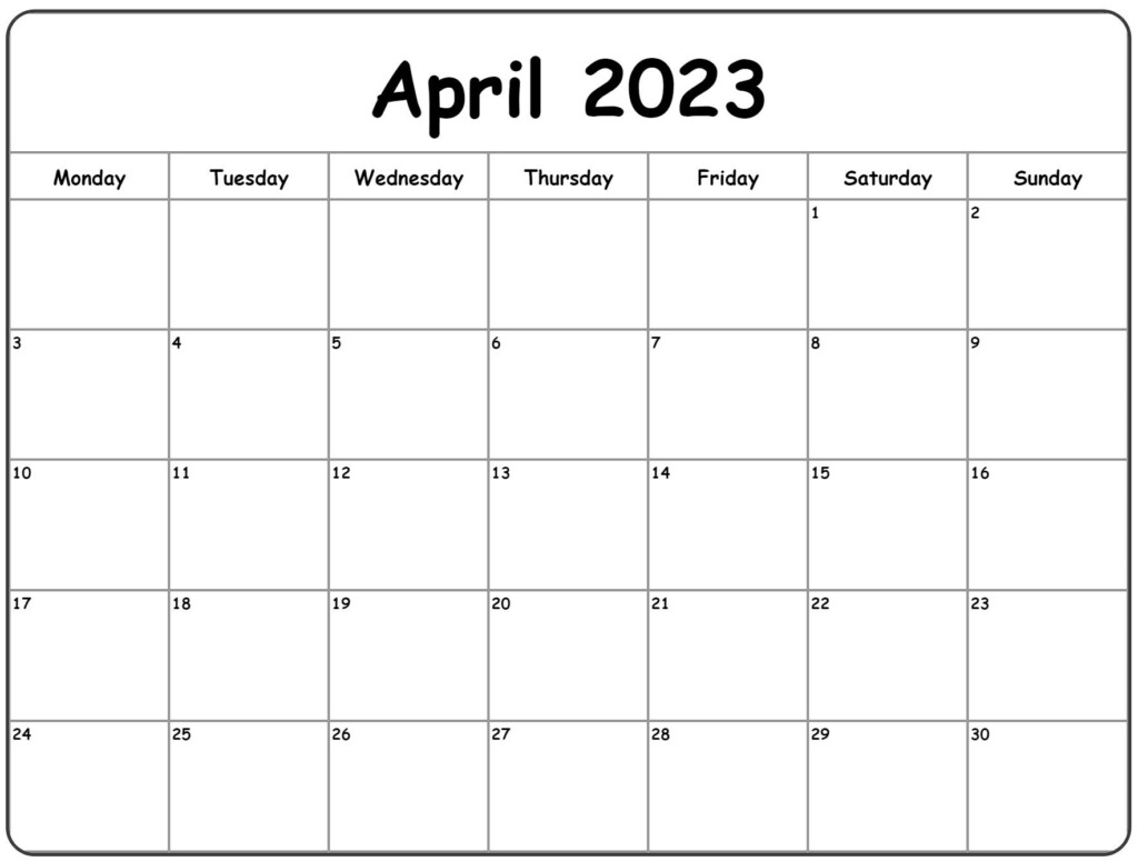 April 2024 Calendar Printable April Blank Calendar 2024 Easy To Use 