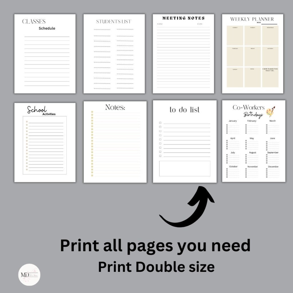 Art Teacher Planner Printable And Downloadable Keeps You Organized 