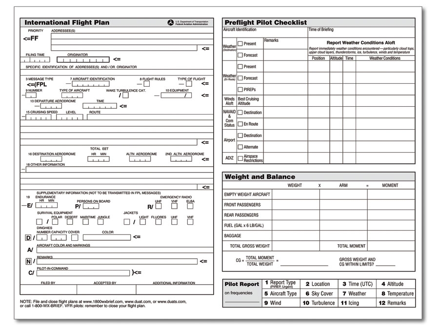 ASA Flight Planner Pad Aircraft Spruce