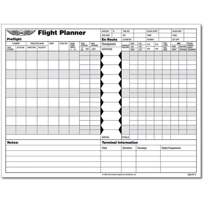 ASA Flight Planner Sheets Planner Sheets Planner Must Have Tools