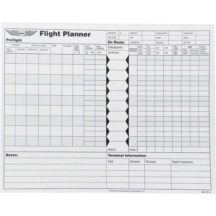 ASA Flight Planner Sheets Planner Sheets Planner Radio Frequency
