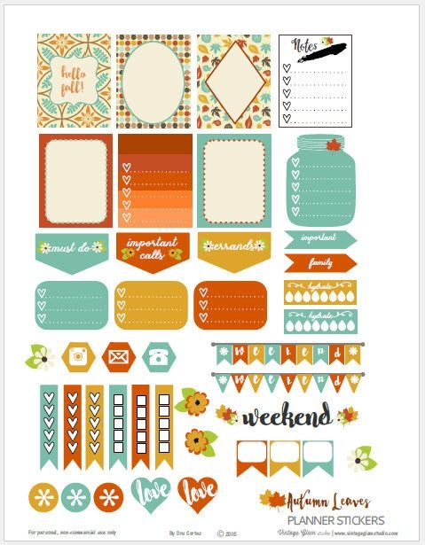 Autumn Leaves Planner Stickers Free Printable Free Planner Stickers 