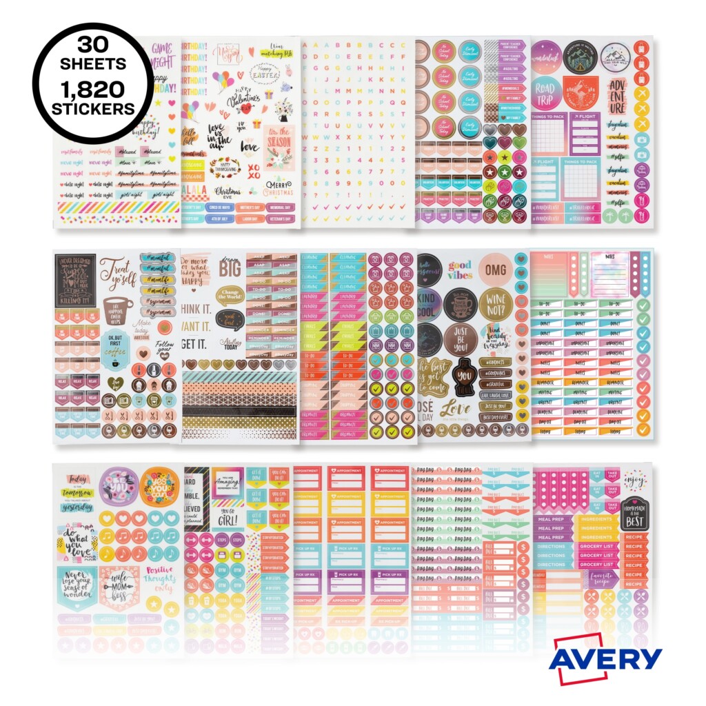 Avery Planner Sticker Variety Pack 1 820 Stickers 6780 Walmart 