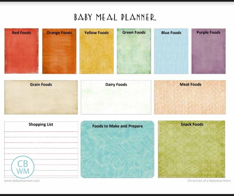 Baby Meal Planner Free Printable Babywise Mom Worksheets Library