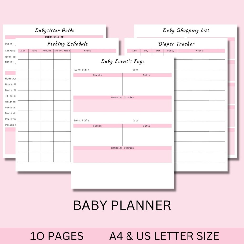 Baby Planner Printable Feed Digital Download Baby Book Memories 