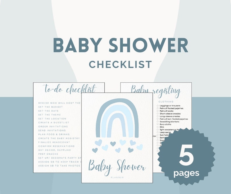 Baby Shower Checklist Planner Printable Gender Reveal Party Planer 