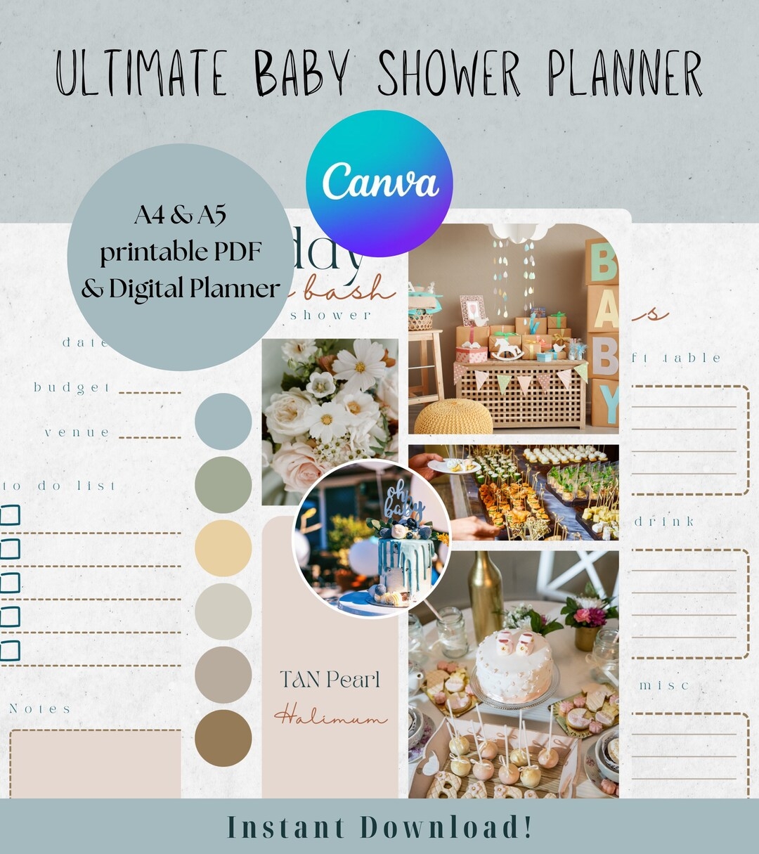 Baby Shower Planner Checklist Printable Shower Timeline To Do Etsy