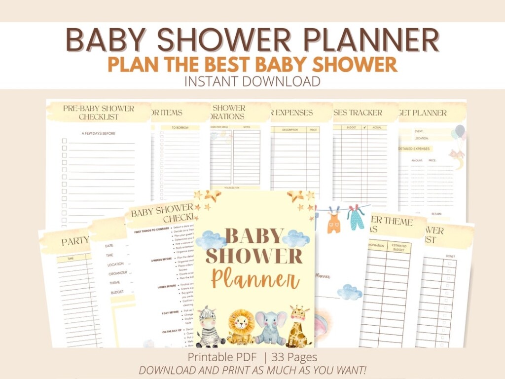 Baby Shower Planner Printable PDF Baby Shower Checklist Printable 