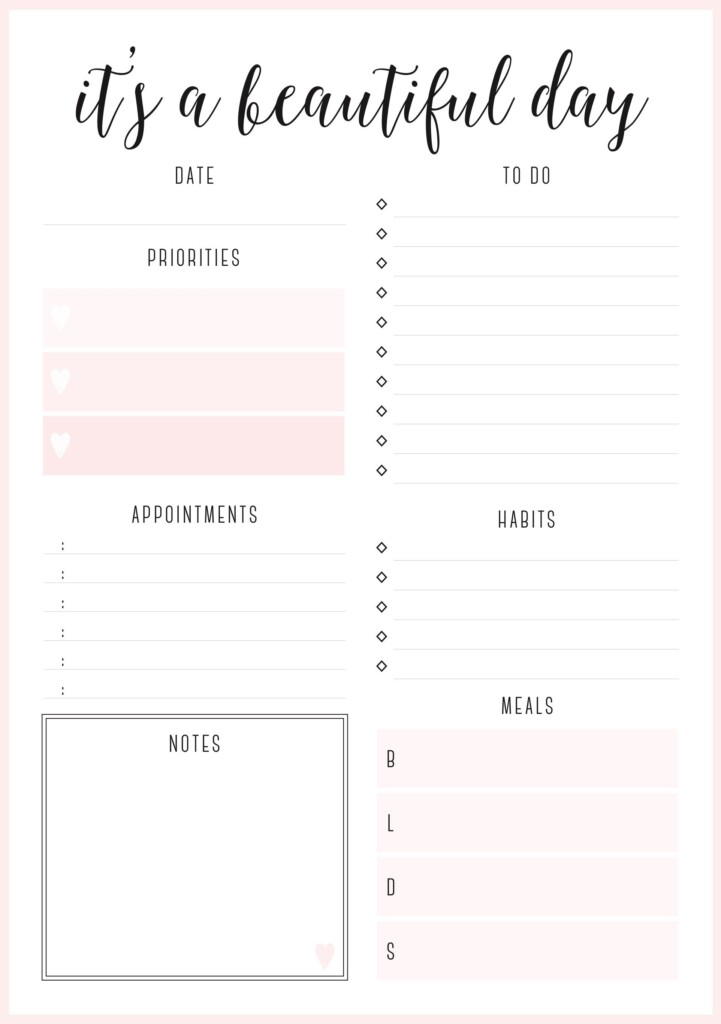 Beautiful Daily Planners Free Printables Planner Pages Free 