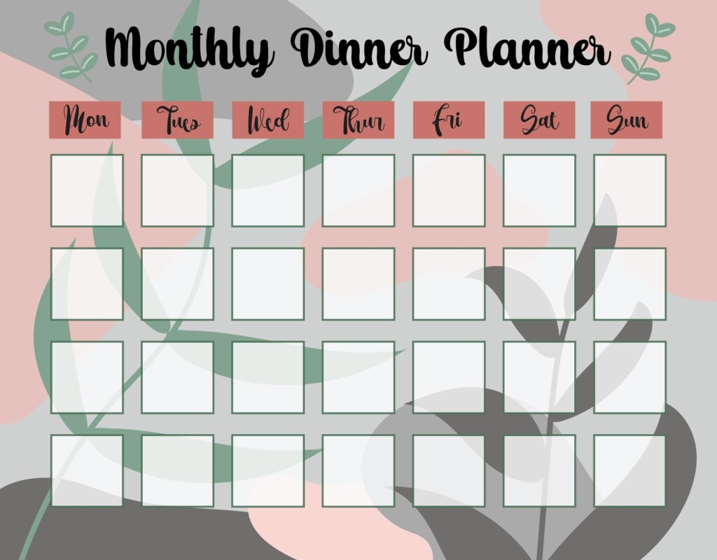 Beautiful Floral Monthly Meal Planner Free Printable Neonvere