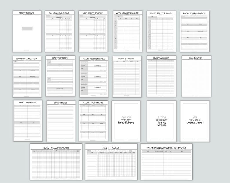 Beauty Planner Printable Beauty Routine Planner Self Care Planner 
