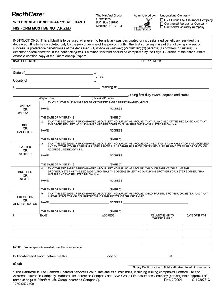 Beneficiary Planner Printable
