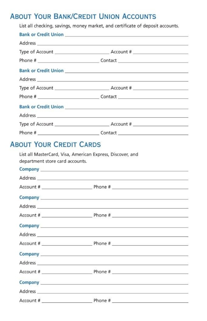 Beneficiary Planner Printable