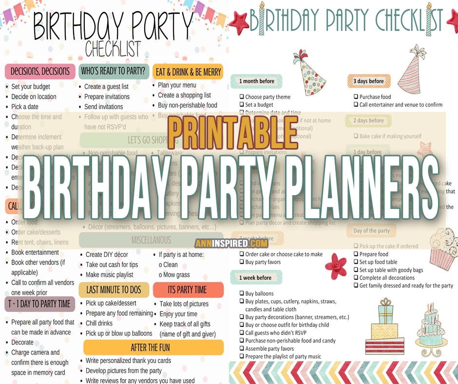 Best Birthday Party Planner Printable Ideas Ann Inspired