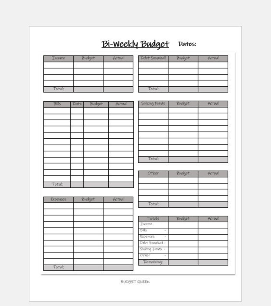 Bi Weekly Budget Planner Printable Housesbasta