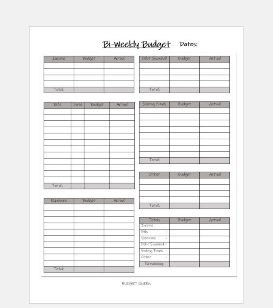 Bi Weekly Budget Planner Printable Housesbasta