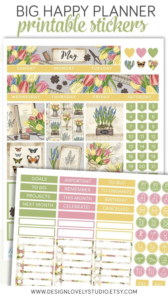 Big Happy Planner May Stickers Kit May Monthly Printable spring 