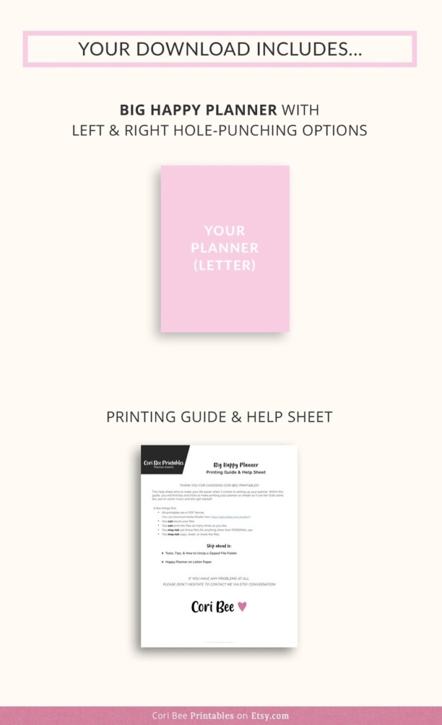 Big Happy Planner Printable Inserts Big HP Inserts Happy Etsy