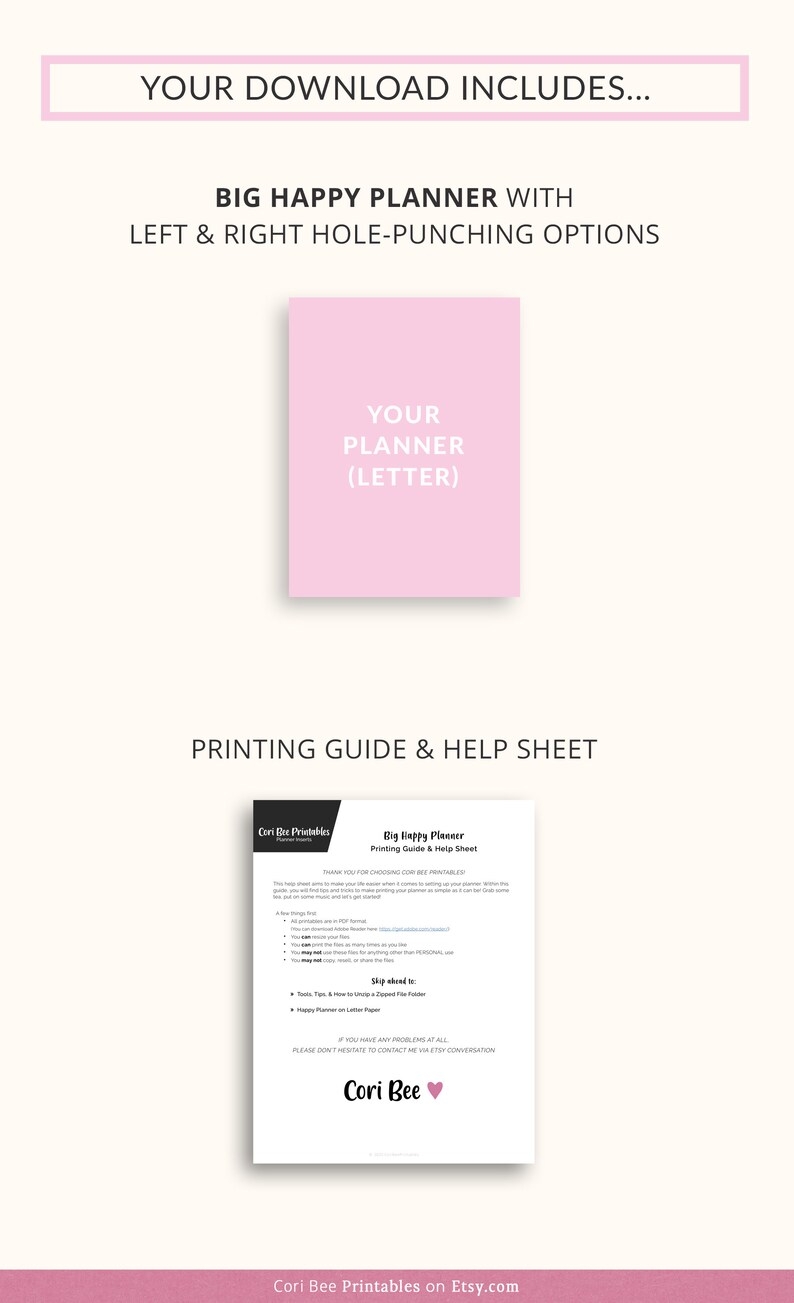 Big Happy Planner Printable Inserts Big HP Inserts Happy Etsy