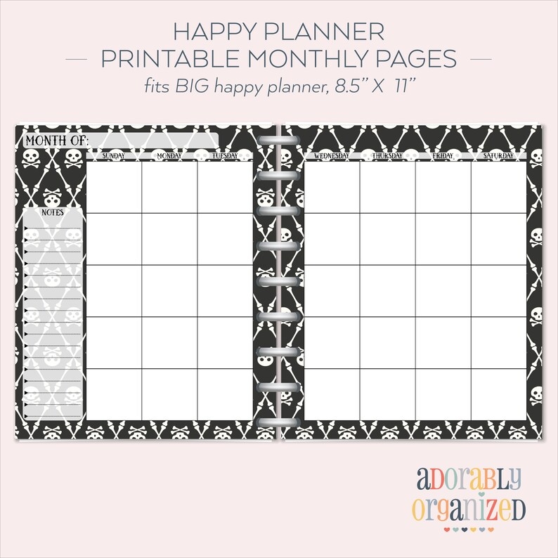 BIG HAPPY PLANNER Printable Monthly Planner Refills Inserts 8 5 X 