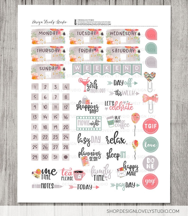 Big Happy Planner PRINTABLE Stickers Weekly Stickers Kit Etsy
