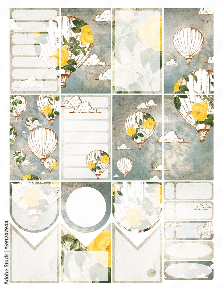 Big Happy Planner Stickers Printable Stickers Bundle Balloon Gray 