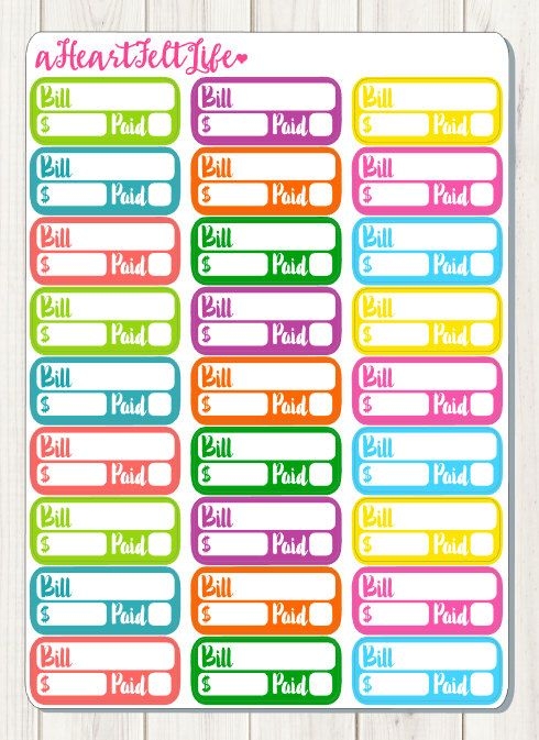 Bill Due Planner Stickers Erin Condren Planner Stickers Filofax