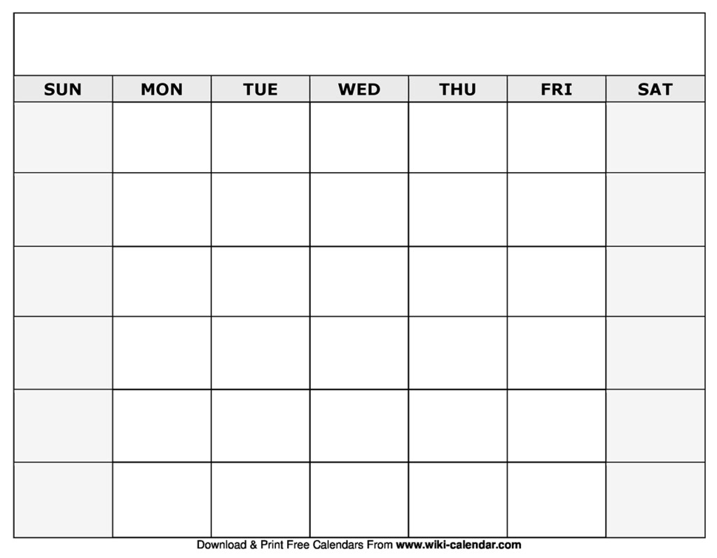 Blank Monthly Calendar Template Printable Printable Templates