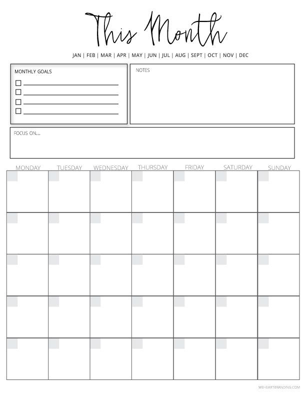 Blank Monthly Planner With Lines Free Printable Sara T Bean