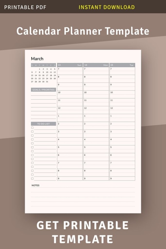 Calendar Planner Template Calendar Printable Planner Design Layout 