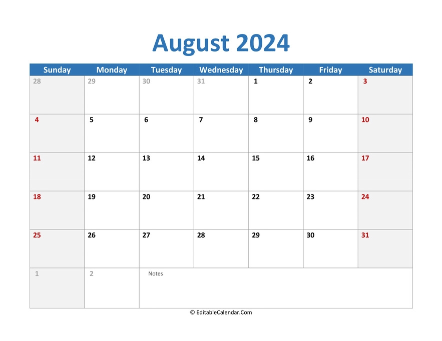 Calendar Printable 2024 August Printable Allx Luelle
