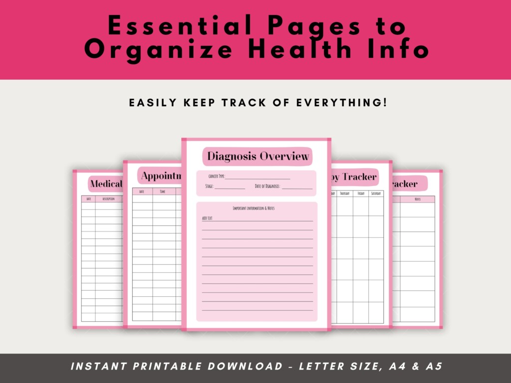 Cancer Planner Printable Cancer Care Journal Cancer Diagnosis Health 