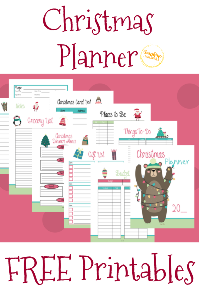 Christmas Planner FREE Printables Sunshine Whispers