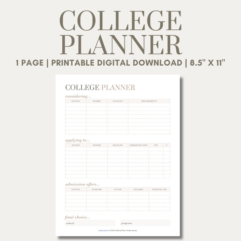College Planner Printable PDF College Application Planner College 