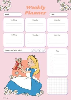 Colorful Alice In Wonderland Planner Template