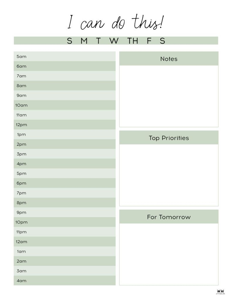 Cute Hourly Planner Printable Printable Word Searches