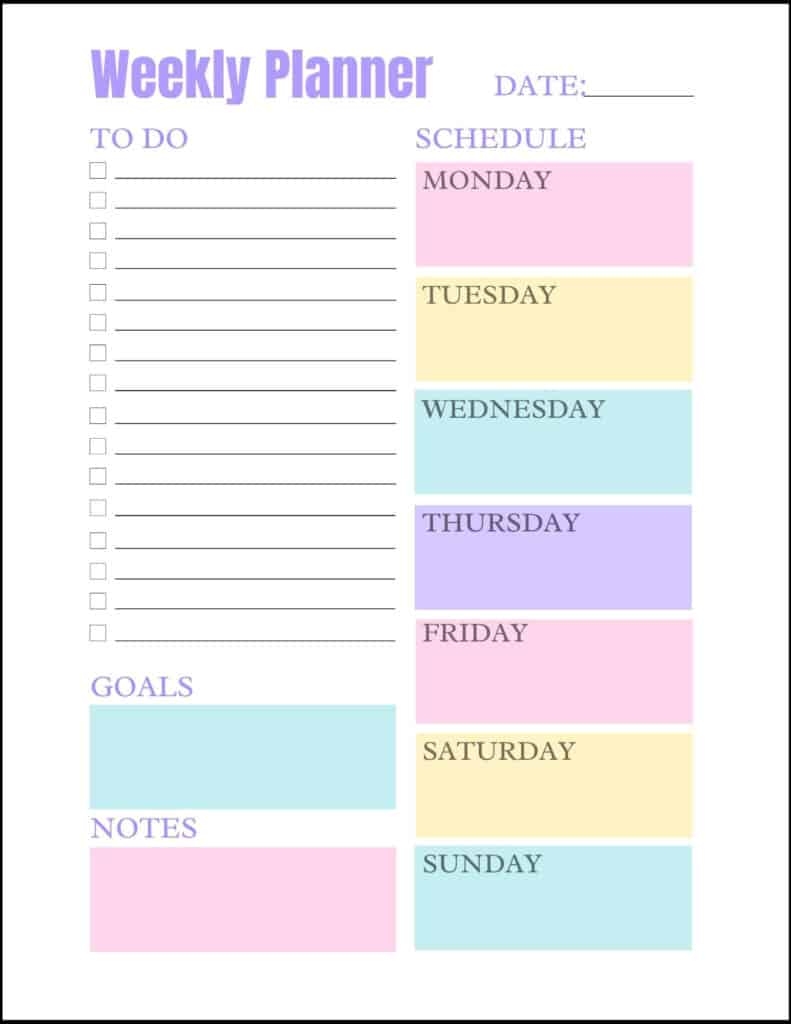 Cute Weekly Planner Printable