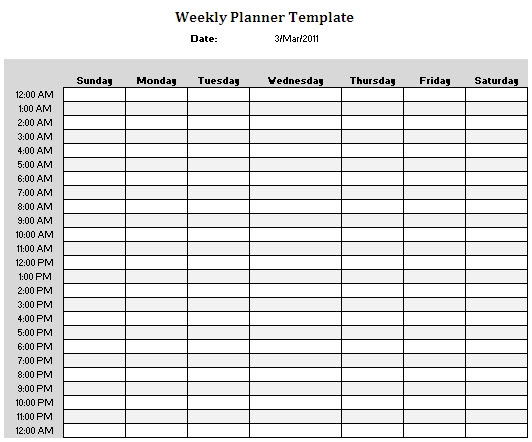 Daily Hour By Hour Planner Printable