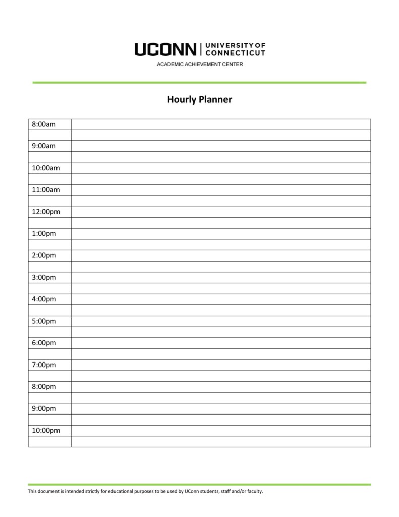 Daily Hour Planner Printable